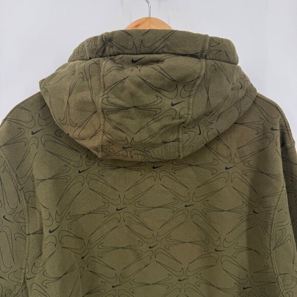 Nike Club Fleece Hoodie Pullover Sweatshirt Mens Large Green Cotton Blend - Picture 8 of 10